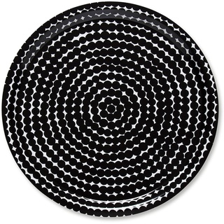 Marimekko - Räsymatto Tablett rund Ø 31 cm, schwarz / weiß