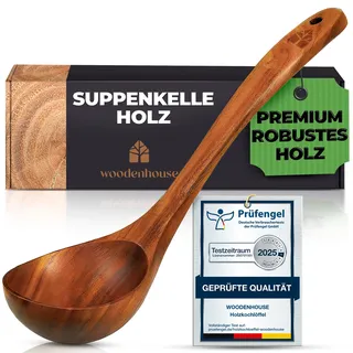 Suppenkelle Holz Mit Langem Griff - 31,5 cm Aus Teakholz - Robustes & nachhaltiges Schöpflöffel, BPA-FREI Saucenlöffel für den täglichen Gebrauch, Holzkochlöffel für den täglichen Einsatz in der Küche