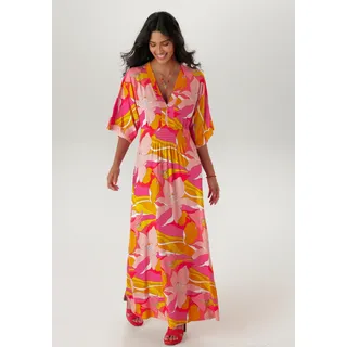 Aniston SELECTED Maxikleid, mit weiten, 3/4-langen Ärmeln - NEUE KOLLEKTION Aniston SELECTED rosa-pink-weiß-gelb-orange-apricot-hummer