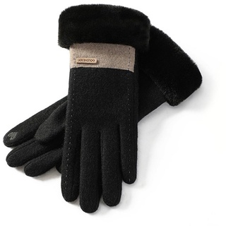 ManKle Fahrradhandschuhe Damen Wolle Touchscreen Handschuhe Winterhandschuhe für Outdoor Sport schwarz