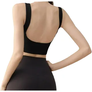 Rückenfreies Tanktop mit griffigem Futter, U-Rücken-Tanktop mit integriertem BH, sexy Damen-Tanktop mit offenem Rücken, ärmellos, bauchfreies Top, Y2K, trendiges Workout, Yoga, bauchfreies Top - S