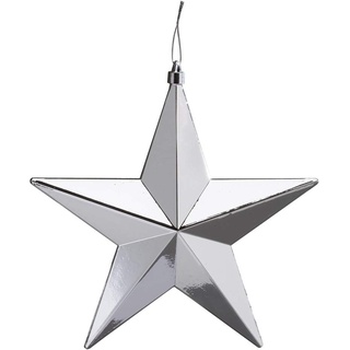 Inge-glas Weihnachtskugeln XXL Kunststoff Kugel Sterne 15cm 20cm & 30cm groß (Stern 20cm Silber)