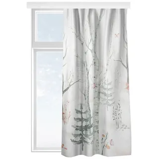 Bilderdepot24 Vorhang Gardine Aquarell Natur Birkenwald Mohnblumen Türvorhang Raumteiler, Multifunktionsband (1 St), blickdicht, Samt, Schiebegardinen Babyzimmer Jungenzimmer Kinderzimmer Schiebevorhang beige 130 cm x 275 cm