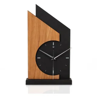 Kreative Feder Standuhr Standuhr „Skyscraper“ aus Holz, schwarze Tisch-Uhr mit Applikation; Größe ca. 34,5x20cm braun
