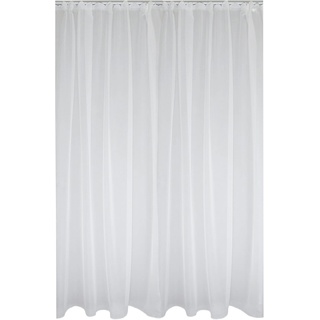 Haus und Deko Voile Dekoschal Gardine Emotion weiß 290 x 300 cm Organza Vorhang Kräuselband klassisch transparent kurz mittel oder lang Store Gardinenvorhang Wohnzimmer Schlafzimmer