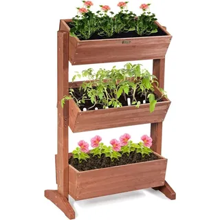 Goplus 3 Etagen Hochbeet 71 x 38 x 105 cm Braun