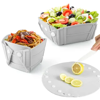 RoseFlower Faltbare Schüssel Camping, Tragbare Silikon Schüssel für Camping Zubehör, Picknick & Wohnwagen, Klappschüssel als Teller Oder Bowl to Go, Campinggeschirr für Küche, Zelt und Outdoor