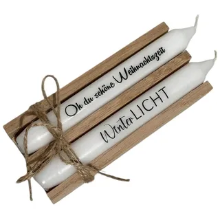 AWASG Adventskerze mit Spruch 2er Set - Kerze Weihnachten - Geschenkkerze Weihnachtskerze Adventszeit - Stabkerze mit Kerzentattoo Set Winterlicht