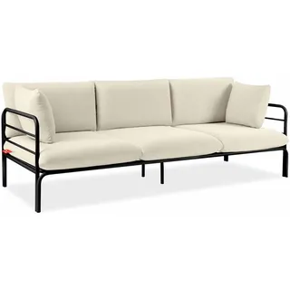 Konsimo® Gartensofa, Dunkelgrau, Creme, Metall, Textil, 3-Sitzer, Füllung: Schaumstoff, Rechteckig, 225x80x80 cm, Loungemöbel, Outdoorsofas