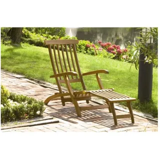 GartenHero Gartenliege Deckchair Holz Liegestuhl Gartenstuhl Sonnenliege Garten Gartenliege Gartenmöbel, Abnehmbares Fußteil braun