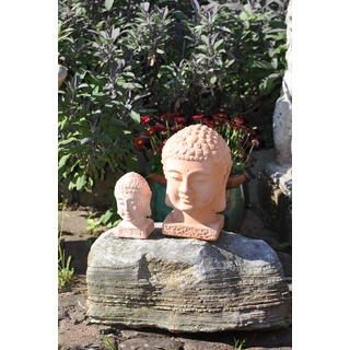 Kunert-Keramik Buddhaköpfe,2er Set,Terracotta,frostfest,23+13cm