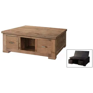 GURU Couchtisch mit 2 Schubladen/Ablage/Deckel Stauraum Truhe Akazie WOLF MÖBEL