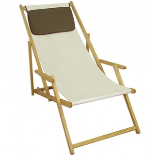 Erst-Holz Deckchair weiß Liegestuhl Kissen klappbare Sonnenliege Gartenliege Holz Gartenmöbel 10-303NKD