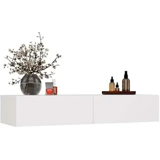 BDW MIKA Wand-Schminktisch, 110 x 40 x 20 cm, 2 Schubladen, Kaschmir-Weiß, Wandmontage, für Schlafzimmer, Bad, Flur (Weiß)