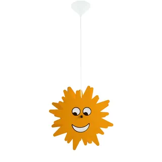 Pendelleuchte Kinderzimmer Sonne Hängeleuchte Sonne Kinderleuchte Hängelampe, Fernbedienung dimmbar, Holz gelb, 1x LED 3,5W 320Lm warmweiß, DxH 38x110 cm