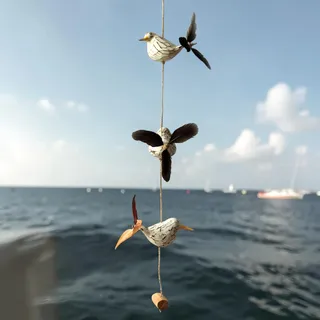 Windspiel Möwe maritim Mobile Holz Tier Vogel Gartendeko