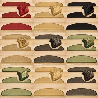 Kettelservice-Metzker® Stufenmatten Sisal New Halbrund in versch. Farben und Set Varianten Anthrazit 22 Stück