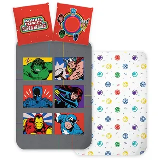 Marvel Avengers Symbols Kinderbettwäsche 100x135 cm, 40x60 cm