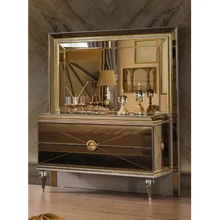JVmoebel Schminktisch Eleganter Holz-Schminktisch in Gold mit Spiegel und Schubladen (1-St., 1x Schminktisch), Made in Europa goldfarben