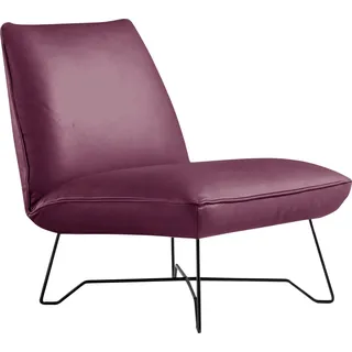 Sessel EGOITALIANO "Lia Loungesessel, elegant und stylisch, toller Sitzkomfort", lila (violett), B:62cm H:73cm T:79cm, Leder NUVOLE (Echtes Rindsleder). Halbnatürliches, halbnarbiges Rindsleder mit einer natürlichen Körnung von 1, 2 bis 1, 4 mm. Dieses Leder hat eine weiche, wachsartige Haptik mit mattem Aussehen und einem Wolkeneffekt. Es handelt sich um ein Naturleder, das die ursprünglichen Eigenschaften der Lederhäute nicht verändert. Das Vorhandensein von verheilten Narben, Körnungsunterschiede,