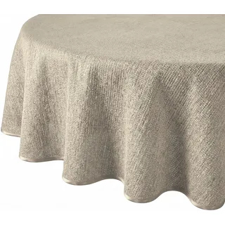 Tischdecke Outdoor Wetterfest Rund - Gartentischdecke Rund 140 cm Beige | Rutschfest, UV-beständig, abwaschbar & bei 30°C waschbar - Weichschaum PVC Tischdecke in 7 Farben