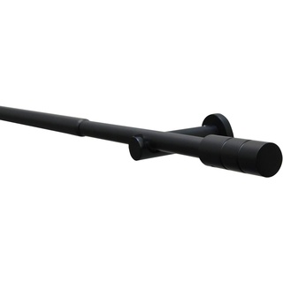 GARDINIA Gardinenstangen Set Kreta Zylinder 1-läufig Ø 19 mm 120 - 210 cm schwarz-matt
