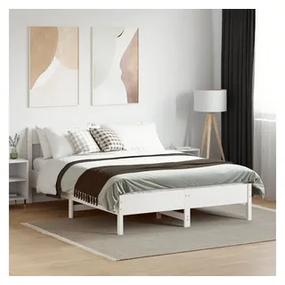 vidaXL Massivholzbett 160 x 200 cm Weiß