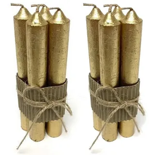 Macosa Home Tafelkerze 8er Set Tafelkerzen Metallic Gold 16 cm Wachskerzen Stabkerzen (Stabkerzenset modern, 8-tlg., Dekokerzen 2x 4 Stück), Tischkerzen Dekokerzen Tischdekoration Deko Dekokerzen goldfarben