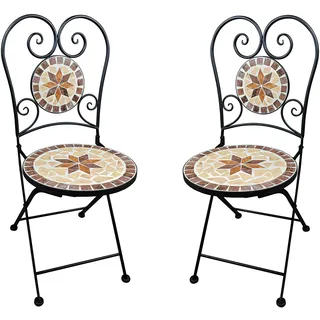 dszapaci Gartenstuhl Mosaik Klappstuhl Balkon Set Mosaik Bistrostuhl Metall Gartenmöbel Dekostuhl Garten Bistro Stuhl