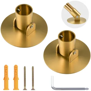 UFURMATE Gardinenstangenhalterung, 2 Stück, Edelstahl, Duschvorhangstange, schwenkbarer Flansch, verstellbare Gardinenstange, Wandhalterung, gebürstetes Gold, 25 mm