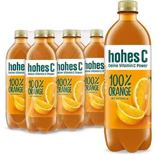 hohes C Orange (6 x 0,5l), 100% Saft, Orangensaft, Acerolasaft, Vitamin C, ohne Zuckerzusatz laut Gesetz, vegan