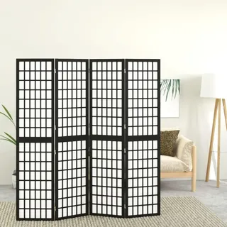 vidaXL Paravent Japanischer Stil Faltbar 160x170 cm Schwarz