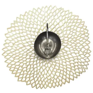 Chilewich Tischset Pressed Vinyl Dahlia Round Champagner
