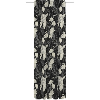 Vorhang ADAM "Eden" Gardinen Gr. 175 cm, Multifunktionsband, 142 cm, schwarz-weiß (weiß, schwarz) Gardinen nach Räumen nachhaltig aus Bio-Baumwolle