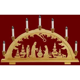 Schwibbogen Lichterbogen Leuchter Krippe/Heilige Familie 7flammig Weihnachten Advent Geschenk Dekoration (83140)