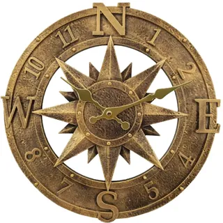 Taodyans Outdoor Wanduhr 30 cm - Wasserdicht für Garten, Aussenbereich, Küche, Wohnzimmer - Industrial 3D Design - Ticken (Bronze)