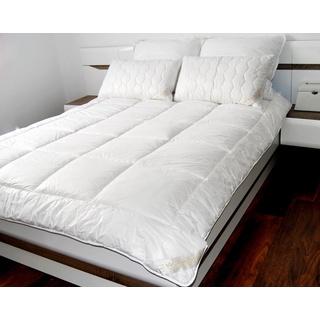 Klassische Bettdecke aus Merinowolle, Steppdecke, 100 % Natur, 4,5 Tog, 250 g/m2, hypoallergen, 220 x 240 cm