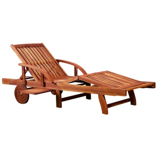 CASARIA® Sonnenliege Holz klappbar Tami Sun 160kg Belastbarkeit Tisch ausziehbar Räder Akazie Garten Balkon Liege Klappliege Holzliege Liegestuhl