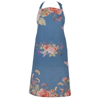 Clayre & Eef Küchenschürze Flowers Blue 70x85 cm Baumwolle Blau Blumen