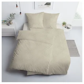 Estella Bettwäsche Estella Mako-Satin Bettwäsche 135x200 Luan ecrue uni Waben Rauten, Mako-Satin, 2 teilig beige