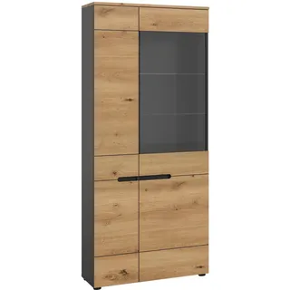VCM Vitrine Canu 190 x 80 x 37 cm Basaltgrau/Artisan