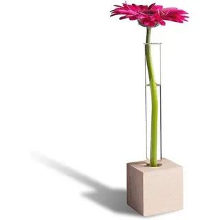 Famanu Holz Reagenzglas-Vase mit mehreren Fächern - Naturholz, 1 bis 10 Fächer