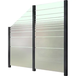 STAKET PRO Zaun Zaunelemente Glaszaun, zwei Gläser und seitlicher Abschrägung zum Einbetonieren Gr. L: 2,21 m H/L:, grau (anthrazit) Zaunelemente