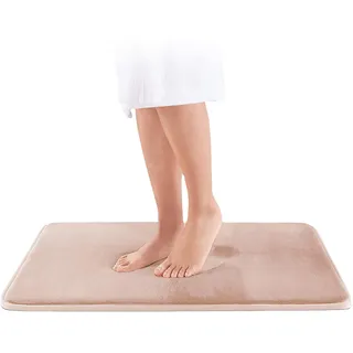 Wolke sieben Memory Schaum Badematte Badteppich rutschfest Badezimmerteppich Badezimmermatte antirutsch Badvorleger Duschvorleger super weich und saugfähig, waschbar (Beige, 50 x 80 cm)