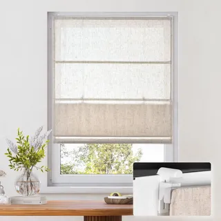 Victoria M. Ivora Raffrollo Rollo Faltrollo, ohne Bohren, stabile Aluminium-Schienen, mit Schnurzug, für Fenster und Türen, 160 x 175 cm, Elfenbein-meliert