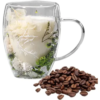 1/6Stk Doppelwandiges Glas-Kaffeetassen - Cappuccino-Macchiato-Tassen | Doppelwandige Kaffeetassen Mit Blumenmuster | 350 Ml Kreative Kaffeetassen Aus Glas Mit Verbrühungsschutz Für Tee, Latte, Saft
