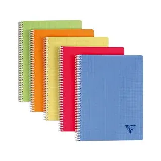 Clairefontaine Linicolor Collegeblock DIN A5+ Kariert Spiralbindung PP (Polypropylen) Farbig sortiert 100 Seiten 50 Blatt