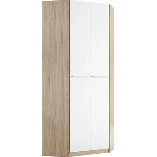 Priess Barcelona Eckschrank 78 x 193 x 36 cm struktureichefarben hell/weiß