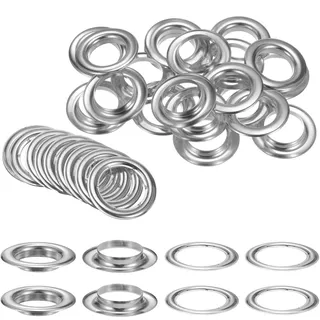 QUARKZMAN 20 Stück Ösen 30mm Metallösen Grommet Ösen Tülle Einschlagösen Befestigungsösen Scheiben für Planen Abdeckung Banner Leder Stoff Schuhe Handtaschen Vorhänge Bastel, Silber