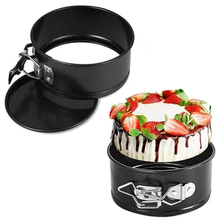 Roysmart 2 Stück Mini Rund Backformen, 11cm Kleine Rund Springformen Kuchenform Backform, Mini Rund Kuchenbackformen mit Antihaftbeschichtung